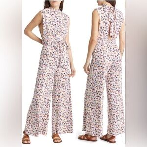 Free People Vibe Check Jumpsuit, tea ditsy shell Combo XL
